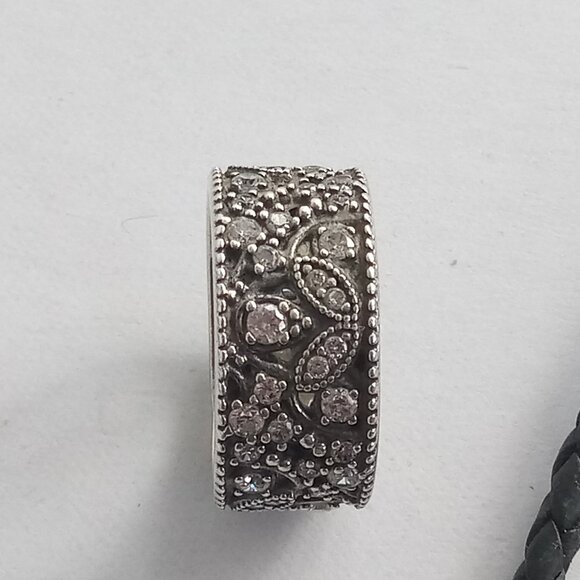 Authentic Pandora Ring Shimmering Leaves Sterling Silver 190965CZ - Picture 4 of 7